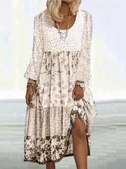 Floral Printed Long Sleeves Sweet Boho Dress -Zolucky Sales Store 00252c513f14bc09cfc79fa083de6218