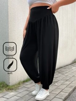 Plus Size Cotton-Blend Casual Loose Pants