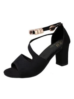 Beads Decor Chunky Heel Ankle Strap Sandals -Zolucky Sales Store 013da4cf3c5255c6953b0265b52e3e20