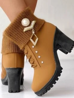 Leather Autumn Chunky Heel Riding Boots -Zolucky Sales Store 0169a5d21558b06e741e29f0eef74b87