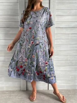 Plus Size Casual Loose Crew Neck Dress -Zolucky Sales Store 01c21de42510330099fc949a72013176