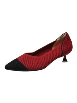 Women Minimalist Color-block Breathable Mesh Fabric Kitten Heel Pumps -Zolucky Sales Store 021a6a242a880048bf8b8ffe658bce6a