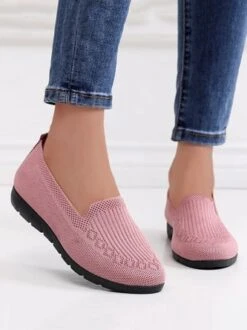 Women Casual Ribbed Fly-knit Fabric Slip On Shoes -Zolucky Sales Store 02ebdcab9c4afd5beec7d9e90c25c6f2