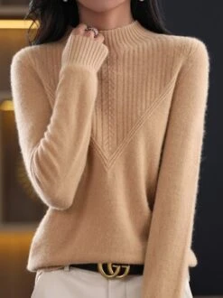 Casual Plain Half Turtleneck Yarn/Wool Yarn Sweater -Zolucky Sales Store 03428766f98c087ad837d5e06af2cc21