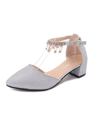 Elegant Rhinestone Decor Ankle Strap Glitter Block Heel Hollow Shoes 13 Elegant Rhinestone Decor Ankle Strap Glitter Block Heel Hollow Shoes - Image 13
