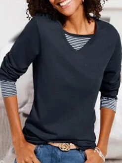 Striped Loose Crew Neck Sweatshirt