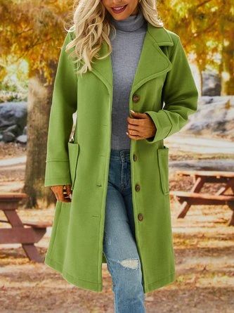 Solid Long Sleeve Cotton-Blend Overcoat 3 Solid Long Sleeve Cotton-Blend Overcoat - Image 3