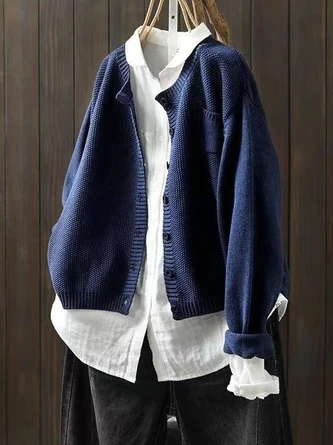 Casual Wool/Knitting Regular Fit Winter Crew Neck H-Line Long Sleeve Sweater 2 Casual Wool/Knitting Regular Fit Winter Crew Neck H-Line Long Sleeve Sweater - Image 2