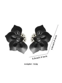 Elegant Handmade 3D PU Leather Imitation Pearl Flower Earrings -Zolucky Sales Store 042039a817aa904cdf766a130d52c650