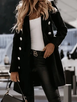 Casual Plain Long Sleeve Buckle Coat -Zolucky Sales Store 0441950fa34d1d0e2b98510accf95d81