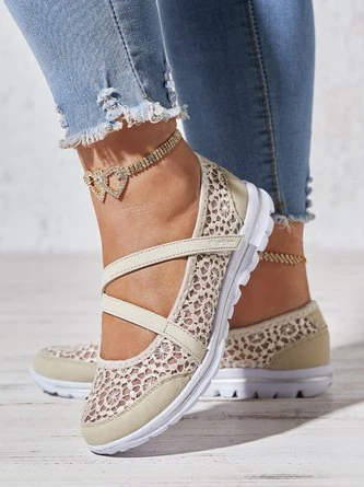 Breathable Hollow Out Lace Panched Casual Slip-on Sneakers 2 Breathable Hollow Out Lace Panched Casual Slip-on Sneakers - Image 2