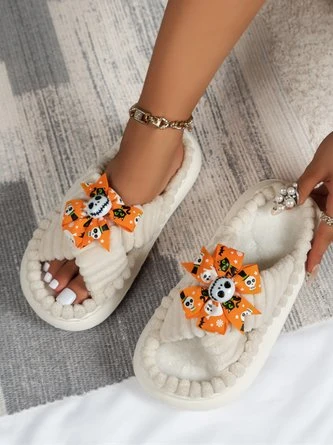 Halloween Casual Detachable Bow Skull Cross-strap Household Slippers 1 Halloween Casual Detachable Bow Skull Cross-strap Household Slippers