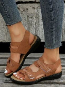 Vintage Embroidery Hook And Loop Comfy Sole Flat Sandals -Zolucky Sales Store 0577522a5dc7a748689b3f1d6841c262