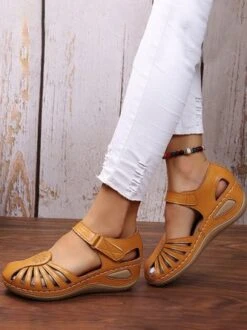 Vintage Floral Cutout Velcro Casual Sandals -Zolucky Sales Store 058e91937a37499340230b9931004cfc