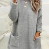 Plush Crew Neck Casual Thermal Dress