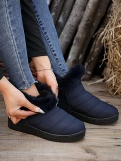 Casual Quilted Winter Furry Lined Boots -Zolucky Sales Store 05b0c2350c4a3433c7038cbf36a93257