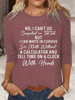 Womens Funny No I Can't Do Snapchat Or TikTok Letters Top -Zolucky Sales Store 05cc14309b224a32960f24a8bd9ed347