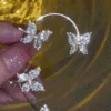 Single Alloy Party Rhinestone Butterfly Cuff Sexy Earring