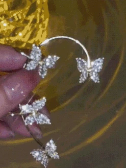Single Alloy Party Rhinestone Butterfly Cuff Sexy Earring