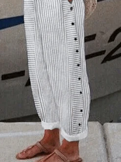 Plus Size Casual Loose Buttoned Striped Pants -Zolucky Sales Store 0610625cab5136ce48bf5057a4e3ab56