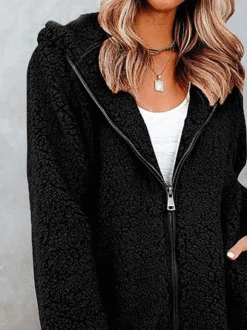 Pocket Stitching Plain Casual Hoodie Teddy Jacket -Zolucky Sales Store 067921ccacb8331ca9f7939d129c565f