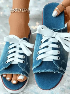 Plain Casual Oxford Summer Slide Sandals