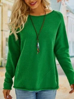 Solid Casual Shift Knitted Sweater -Zolucky Sales Store 08988cd5787e63df16a672022693d877