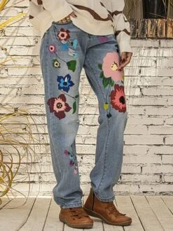 All Season Denim Floral Casual Jeans -Zolucky Sales Store 0916 VC 3099 1600685821421