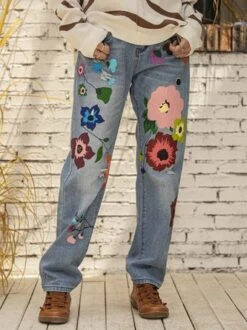 All Season Denim Floral Casual Jeans -Zolucky Sales Store 0916 VC 3100 1600685824284