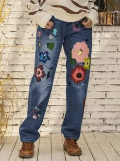 All Season Denim Floral Casual Jeans -Zolucky Sales Store 0916 VC 3100 f 1600685845316