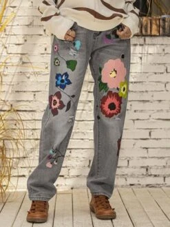 All Season Denim Floral Casual Jeans -Zolucky Sales Store 0916 VC 3100 g 1600685920243