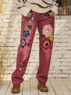 All Season Denim Floral Casual Jeans -Zolucky Sales Store 0916 VC 3100 r 1600685837442