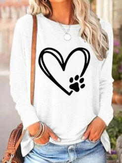 Jersey Heart/Cordate Crew Neck Casual T-Shirt -Zolucky Sales Store 0947ad07e18ce66345ee7d3d3e036f74