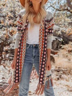 Women Casual Ethnic Autumn Natural Micro-Elasticity Long Sleeve Yarn/Wool Yarn Regular Regular Sweater Coat -Zolucky Sales Store 0970fb4862157a3659ae8a3364bbf787