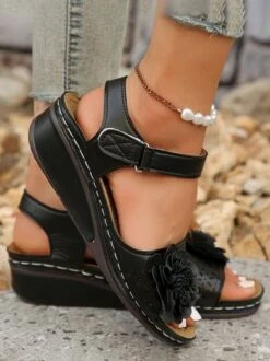 Retro Casual Three-dimensional Flower Hollow Breathable Wedge Sandals -Zolucky Sales Store 09745d04419022a407b07bc267081039