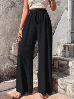 Casual Plain Pocket Loose Pants