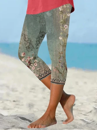Plus Size Loose Floral Casual Jersey Leggings 1 Plus Size Loose Floral Casual Jersey Leggings