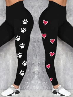 Funny Dog Heart Regular Fit Casual Leggings