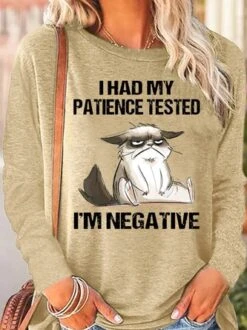 Womens I Had My Patience Tested I'm Negative Cat Funny Sarcasm Top