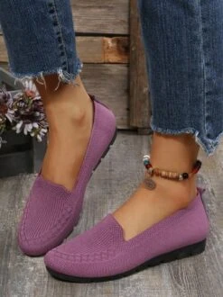 Women Casual Ribbed Fly-knit Fabric Slip On Shoes -Zolucky Sales Store 0ac252e9846cbce49f1e527bb572456a
