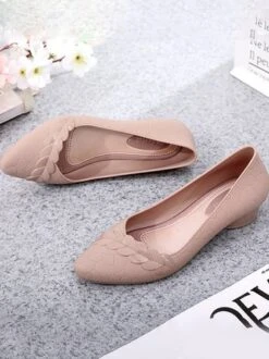 Comfortable Soft Sole Waterproof Pointed Toe Shallow Mouth Chunky Heel Shoes -Zolucky Sales Store 0adec11706862a7a734765cb73f4260d