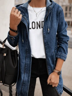 Women Casual Winter Solid Daily Long Sleeve Denim Jacket
