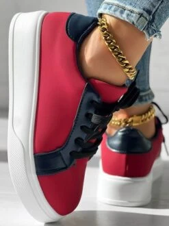 All Season Pu Contrast Stitching Casual Skate Shoes -Zolucky Sales Store 0b4009e98b1cf0c285f75018ce55522d