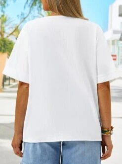 Plus Size Cotton Loose Floral V Neck Casual Shirt -Zolucky Sales Store 0b4fae61ae220134f24eeeeeb3dffd52