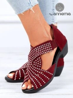 Black Rhinestone Hollow Peep Toe Chunky Heel Dress Sandals -Zolucky Sales Store 0c066788c8b8d18af8f6ffc5584fa525