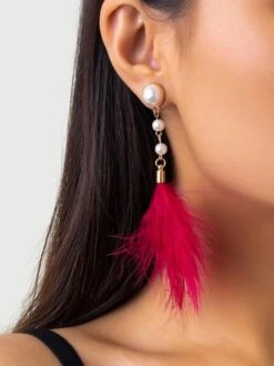 Elegant Imitation Feather Pearl Dangle Earrings -Zolucky Sales Store 0c13ee67ea3883849daf3bd5a2eedc6b
