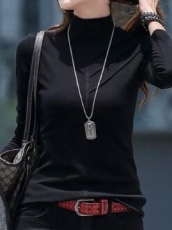 Turtleneck Daily Regular Fit Tunic Plain Casual Jersey Long Sleeve T-Shirt 9 Turtleneck Daily Regular Fit Tunic Plain Casual Jersey Long Sleeve T-Shirt -Zolucky Sales Store 0cd3ff5d2d1635986ff1b75bded10934