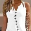 Casual Regular Fit Notched Floral Tank Top