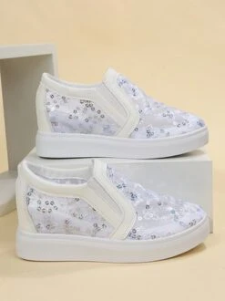 Sequins Floral Embroidered Lace Paneled Slip-On Wedge Shoes -Zolucky Sales Store 0d1815009eada5dde1c3bb8ea025ba02
