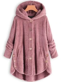 Zolucky Cozy Fleece Hooded Sherpa Coat Symmetrical Button Teddy Bear Coat -Zolucky Sales Store 0d3fc8e404e2a641ccaad575a964c7dd